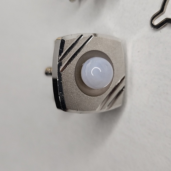 Jade white Quarts UNBRANDED CUFFLINKS SET JAPAN MADE - Picture 6 of 11